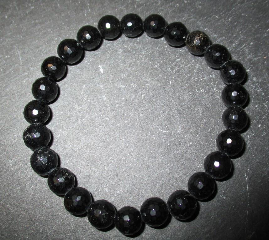 Armband Kugeln fazetiert 8mm Turmalin schwarz