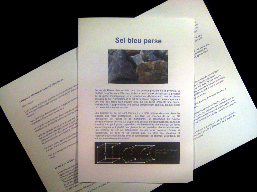 Brochure Le sel bleu perse